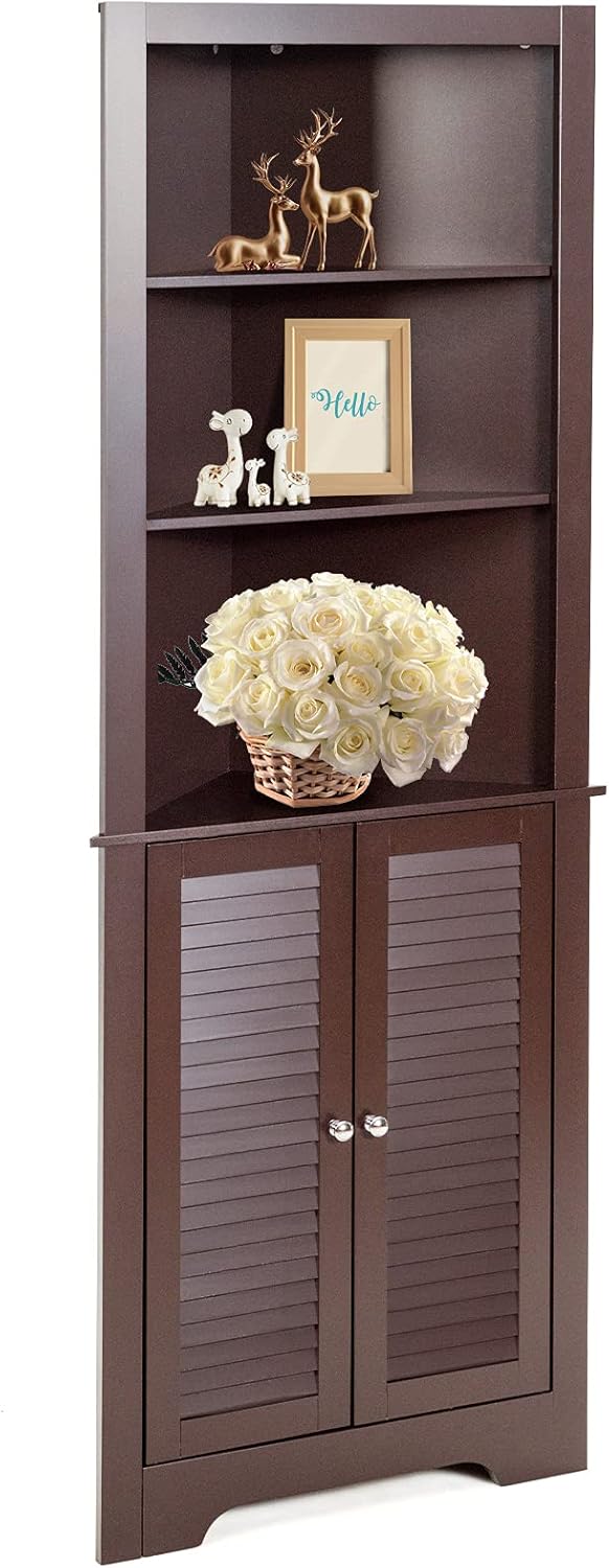 White 3 Shelf Corner Storage Cabinet J4934