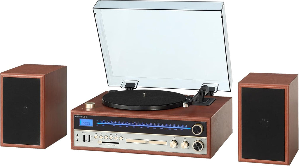 Walnut Turntable System with Bluetooth, CD, AM/FM and Speakers L467123