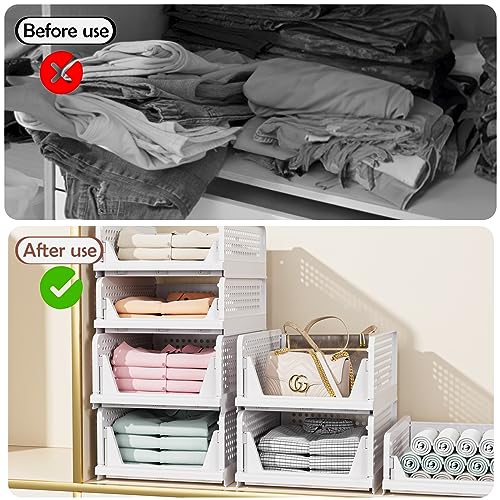 5 Pack White Stackable Plastic Storage Bins D556