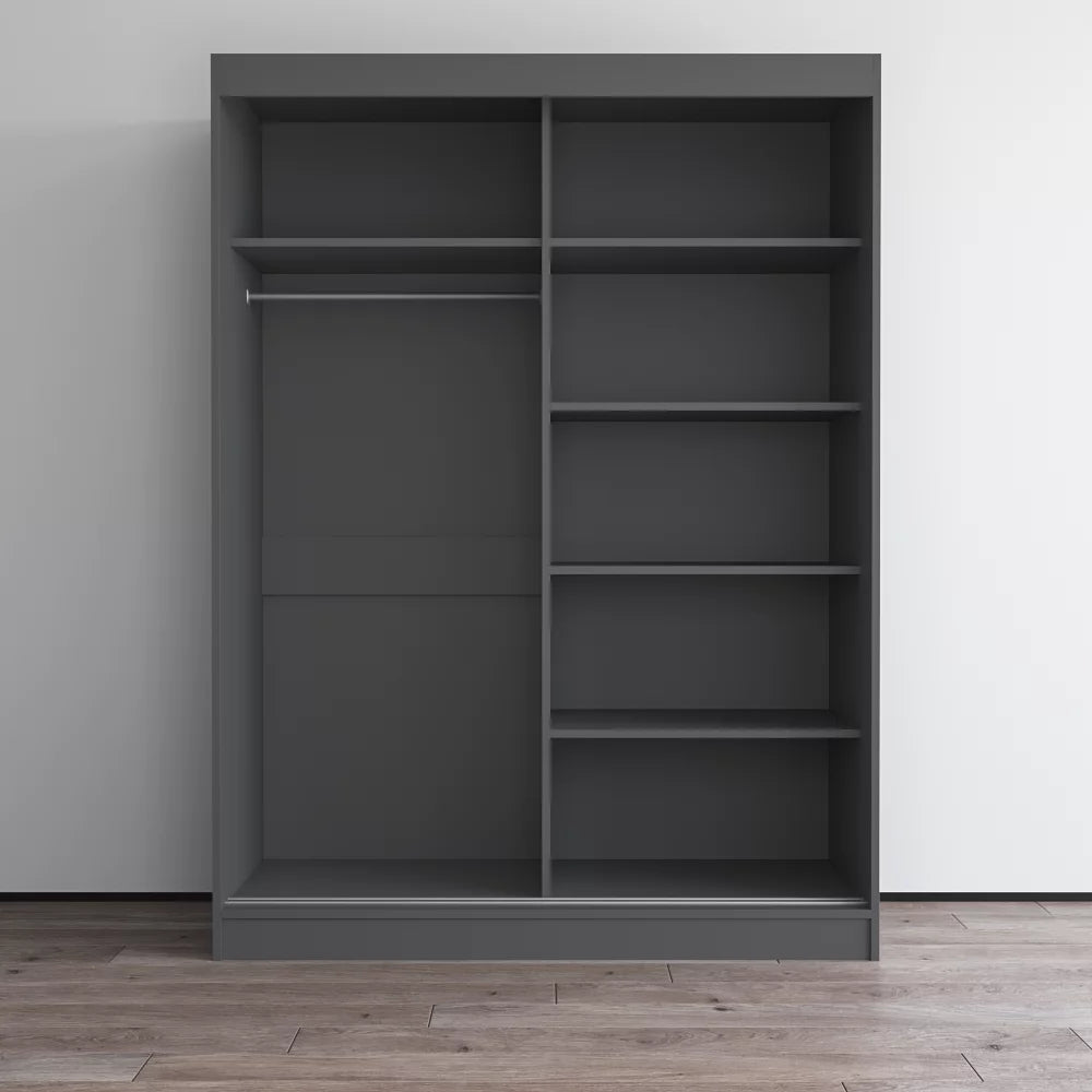 Gray 2 Door High Gloss Wardrobe Armoire I27579