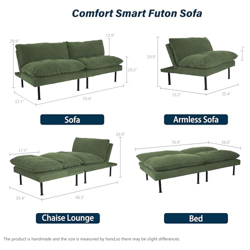 Green 4 in 1 Convertible Futon Sofa Bed H343317