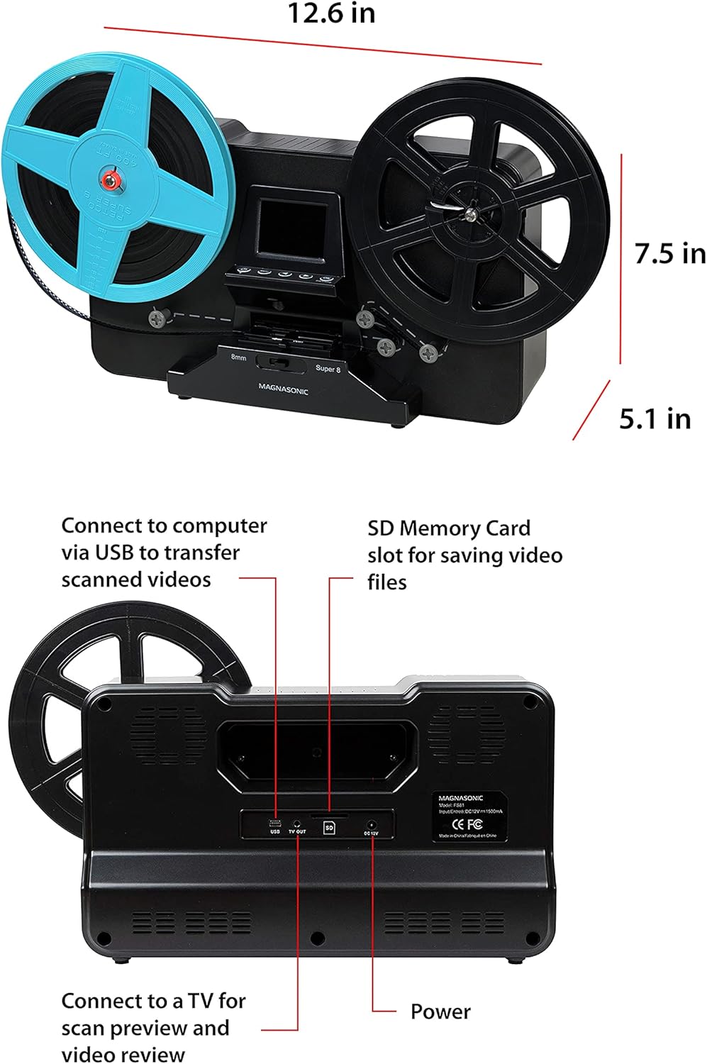 Super 8/8mm Film Scanner with 2.3 Screen C873736