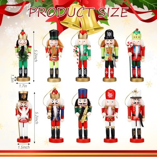 10 Pcs Wooden Nutcracker Ornaments 5 Inch W655034
