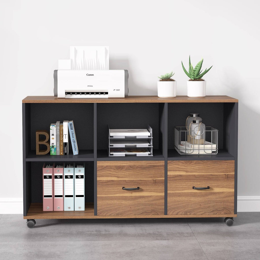 Brown 2 Drawer Letter Size Mobile File Cabinet T7723
