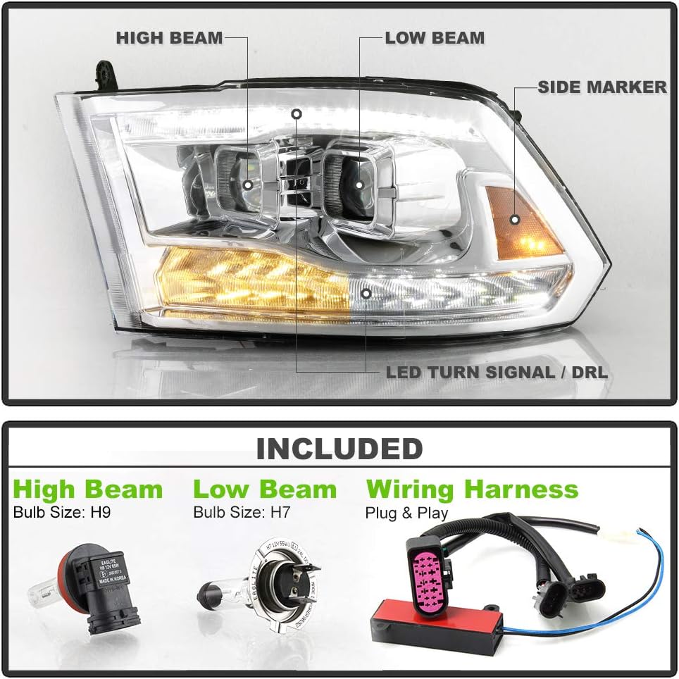 Chrome Housing LED Projector Headlights Assembly T20054