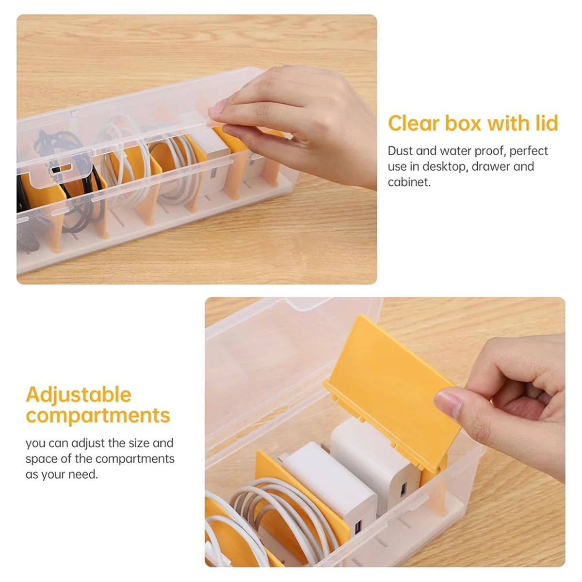 Clear Cable Organizer Box with Lid I982