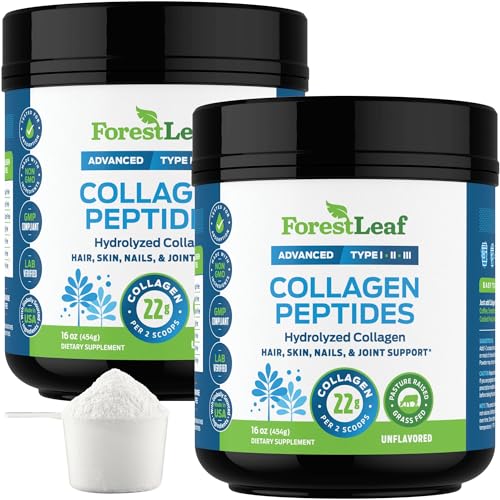 Collagen Peptides Powder Unflavored Hydrolyzed Collagen Protein Powder Type 1, 2 & 3 Grass Fed, 11g Per Serving G493424