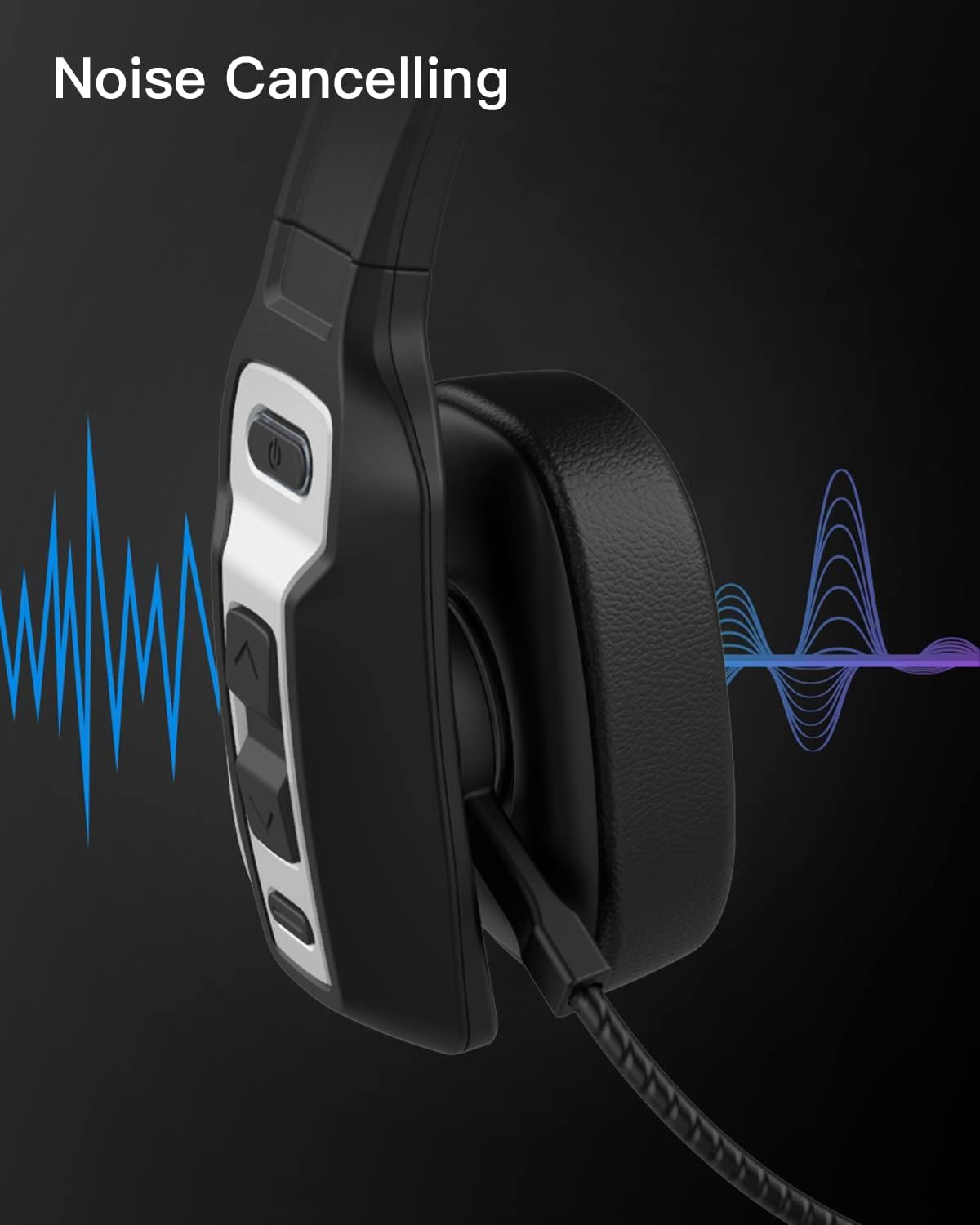 Bluetooth Headset with USB Dongle, Single-Ear Wireless Headset with Noise Cancelling Microphone N96325
