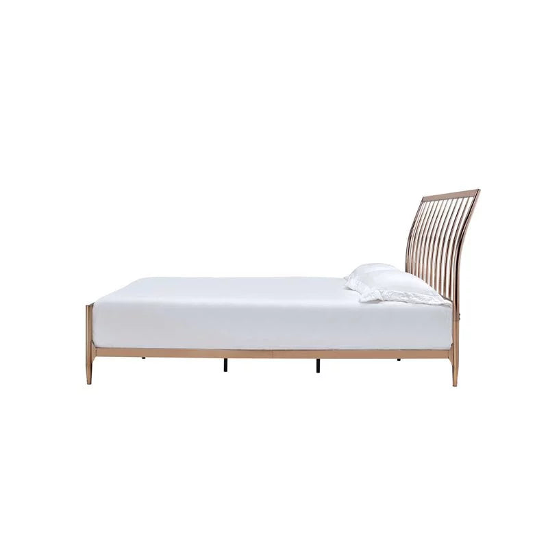 Contemporary Queen Metal Frame Sleigh Bed Z14906