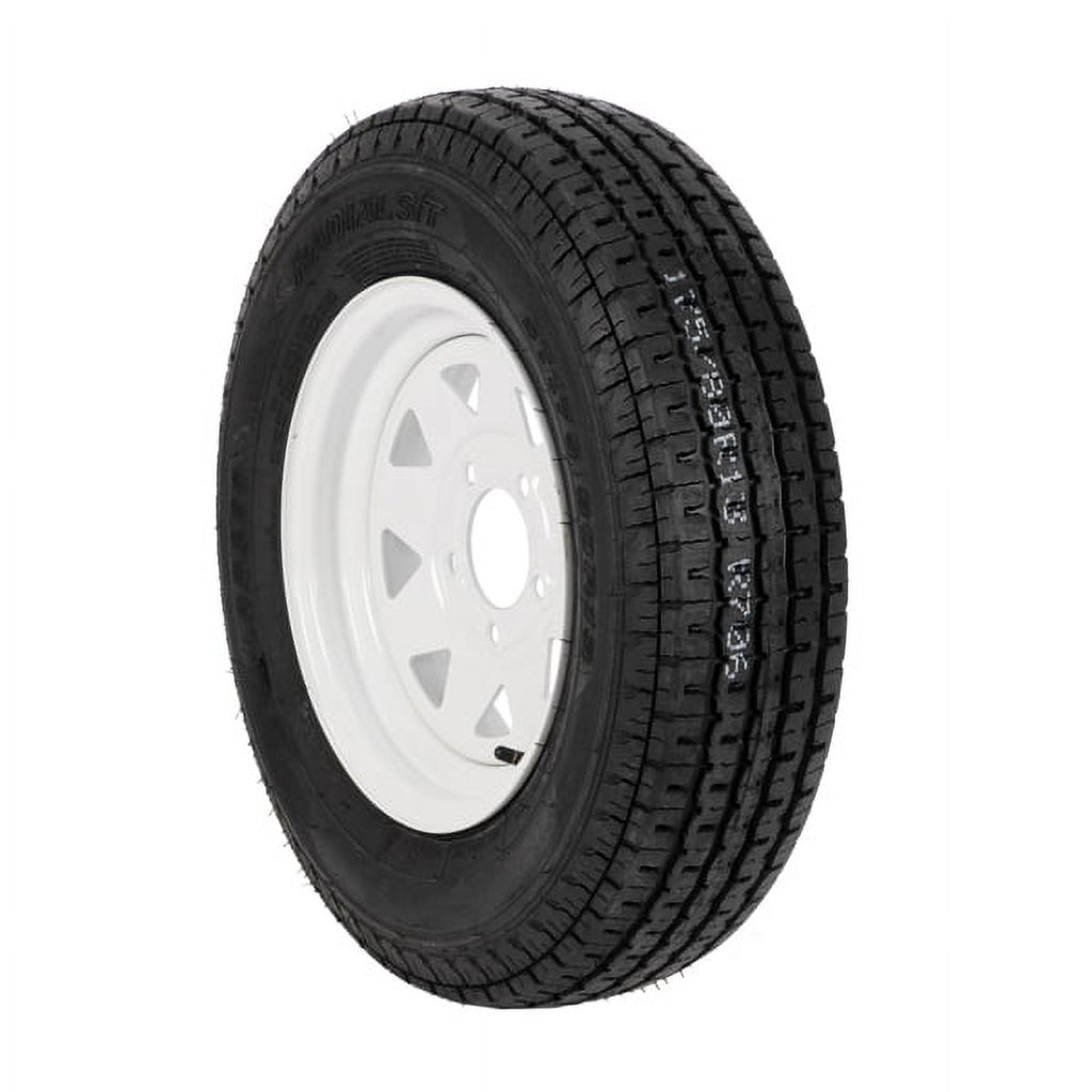 2-Pk Trailer Tire & Rim ST175/80R13 13" Load C 5 Lug White Spoke B94480