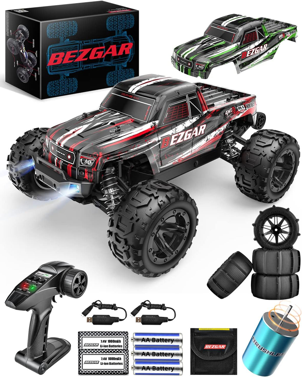 1:16 Scale 4WD Remote Control Monster Truck with 2 Rechargeable Batteries G53905