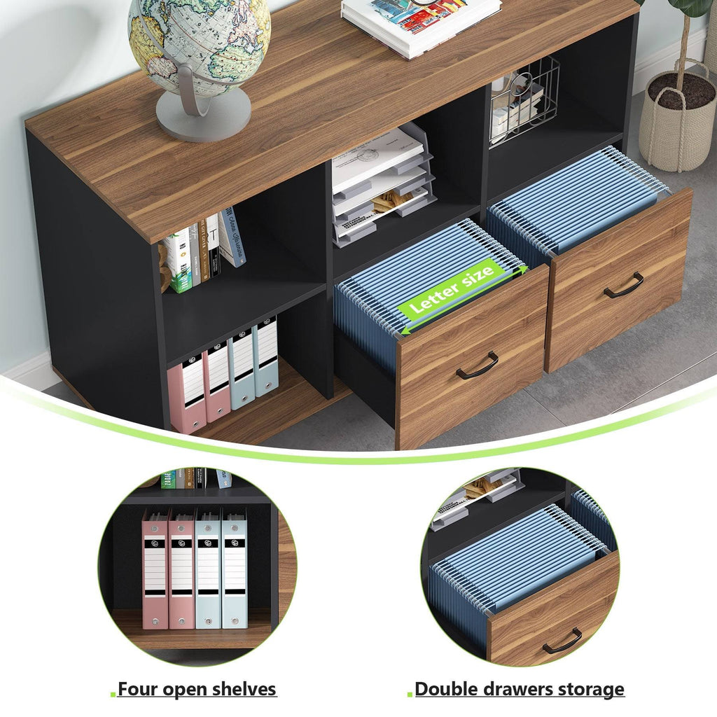 Brown 2 Drawer Letter Size Mobile File Cabinet T7723