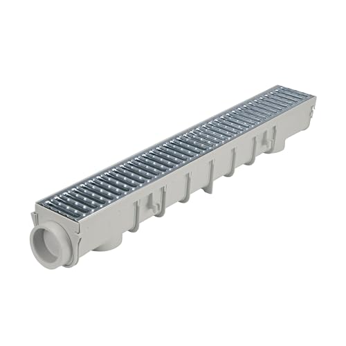 5-Inch Pro Channel Drain Kit with Metal Grate, Gray H6945