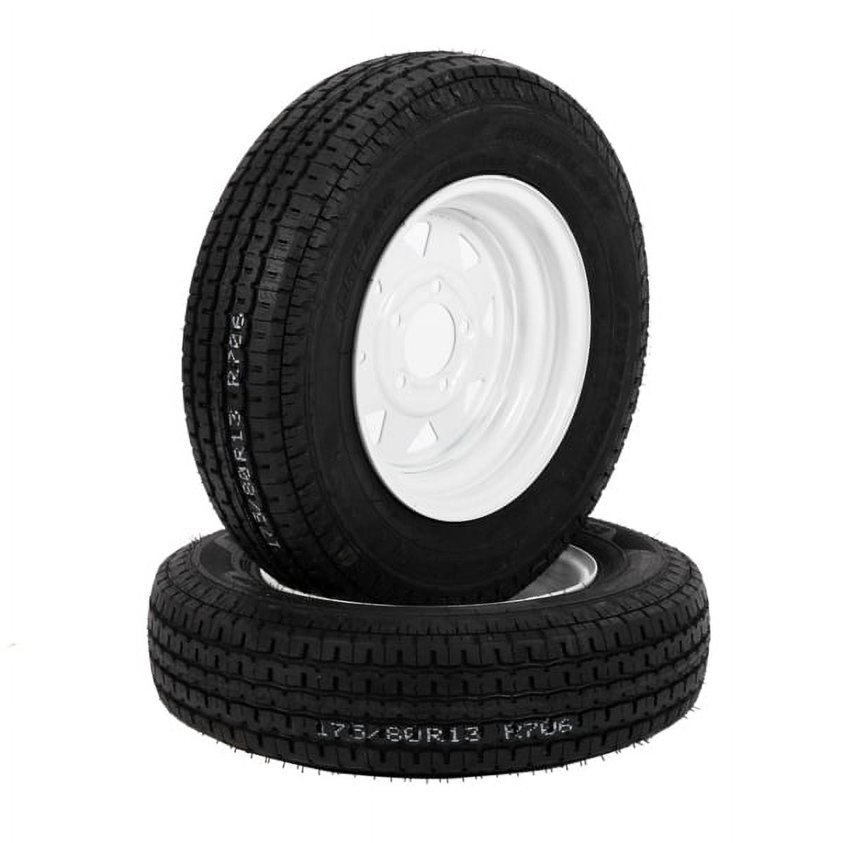 2-Pk Trailer Tire & Rim ST175/80R13 13" Load C 5 Lug White Spoke B94480