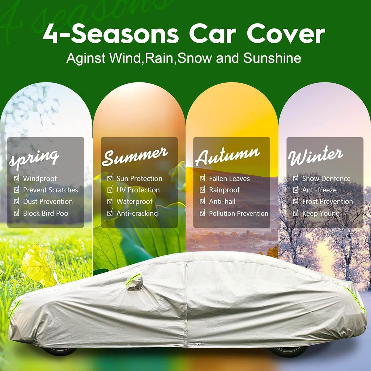 6 Layers Waterproof All Weather Car Cover with Zipper O663