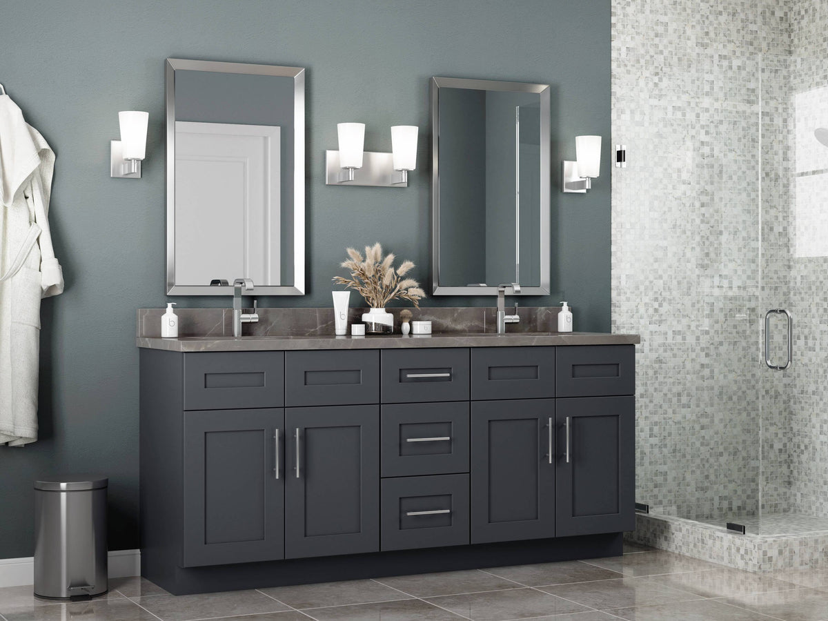 21-in W x 34.5-in H x 24-in D Deep Onyx Painted Base Cabinet L64947