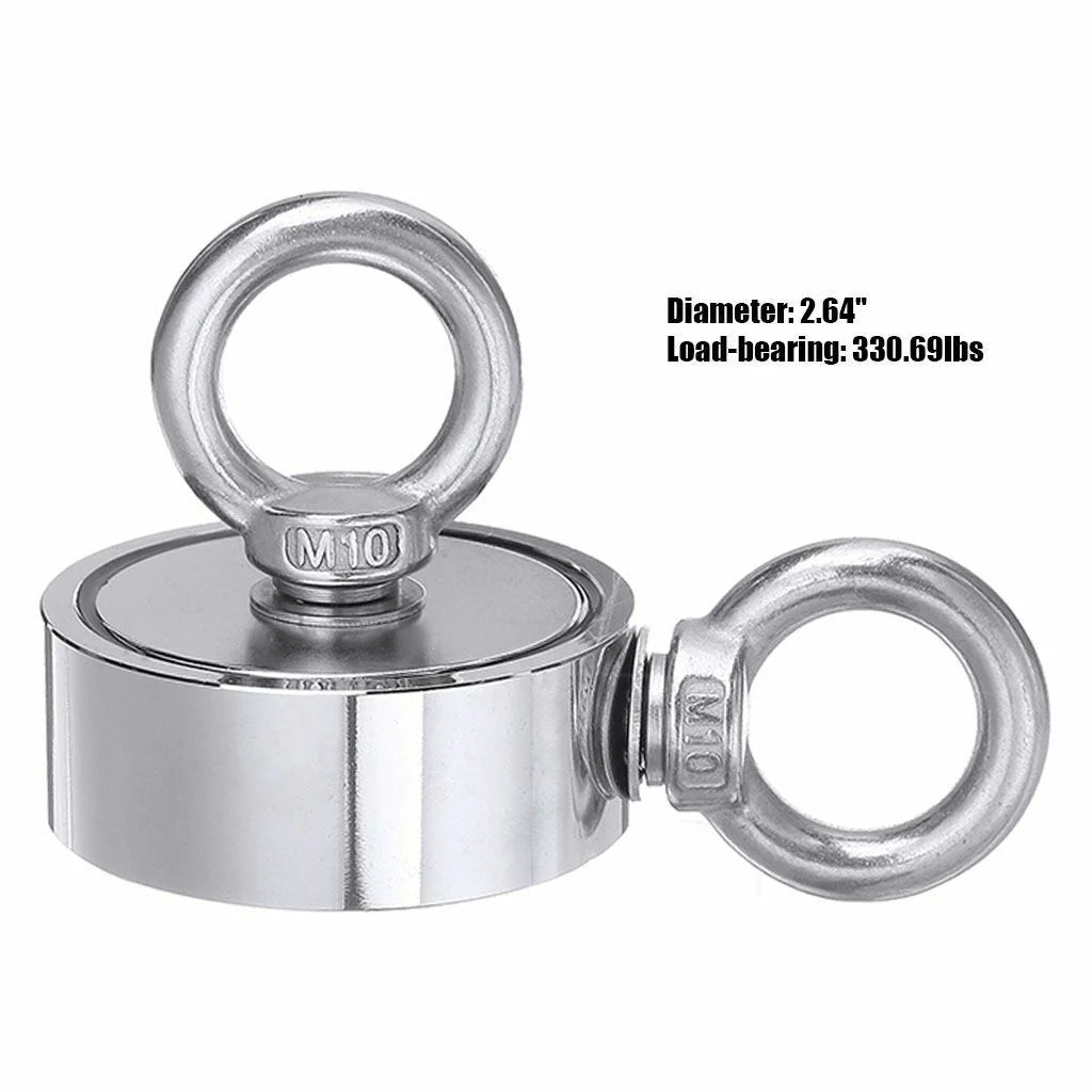 1300 Lbs Pull Force Neodymium Fishing Magnet Kit with Rope and Carabiner L1073