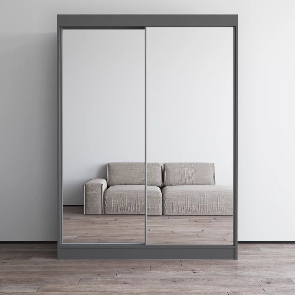 Gray 2 Door High Gloss Wardrobe Armoire I27579