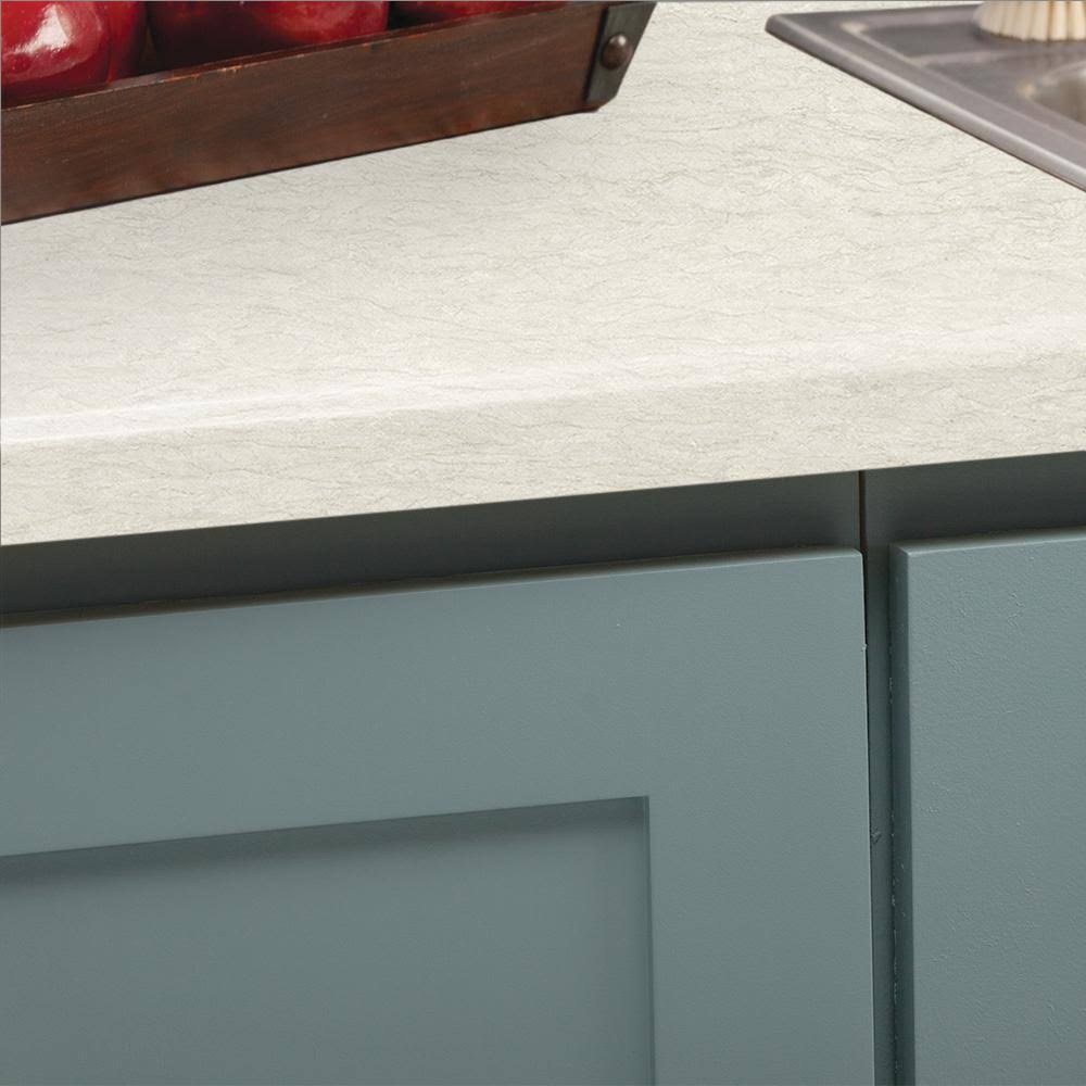 8 ft. White Cascade Laminate Countertop with Integrated Backsplash F495