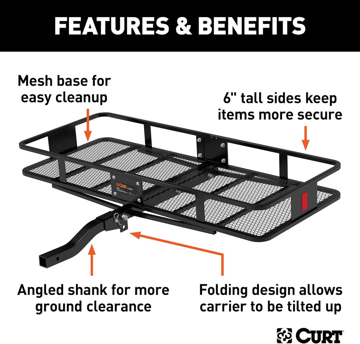 60 x 24-Inch Black Steel Basket Hitch Cargo Carrier L74367
