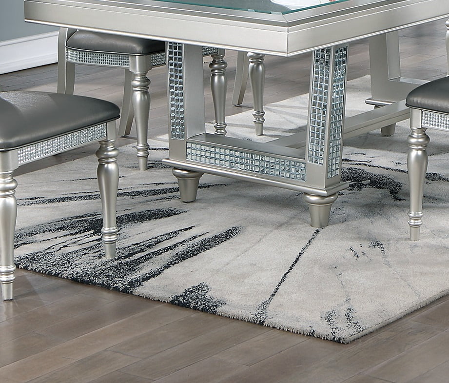 Silver Hue Glass Rectangle Dining Table C496