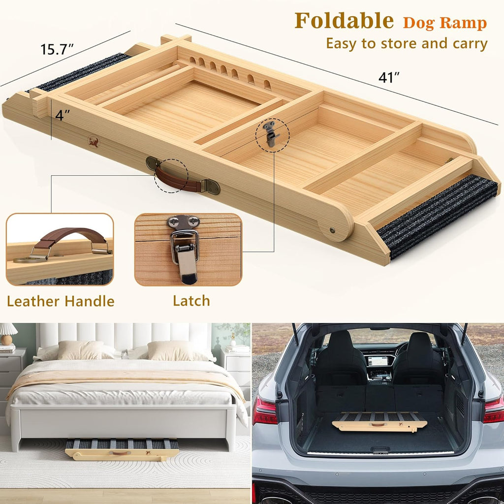 Portable Pet Ramp with 7 Adjustable Heights, Non-Slip, Hold up to 150 LBS P217