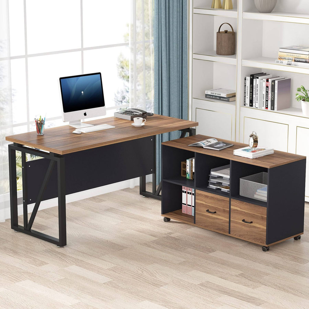 Brown 2 Drawer Letter Size Mobile File Cabinet T7723