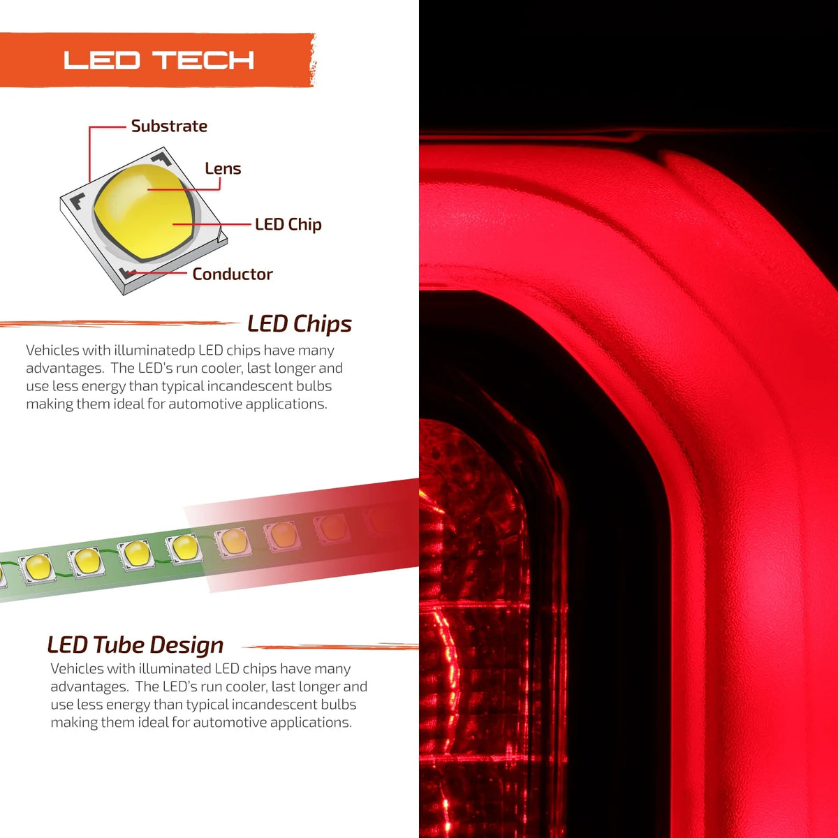 Full LED Chrome Tail Light Pair J2210