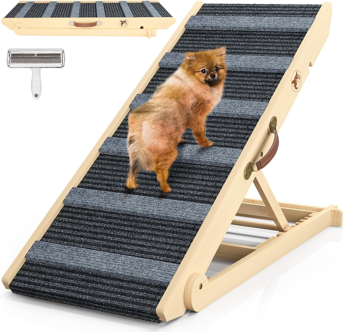 Portable Pet Ramp with 7 Adjustable Heights, Non-Slip, Hold up to 150 LBS P217
