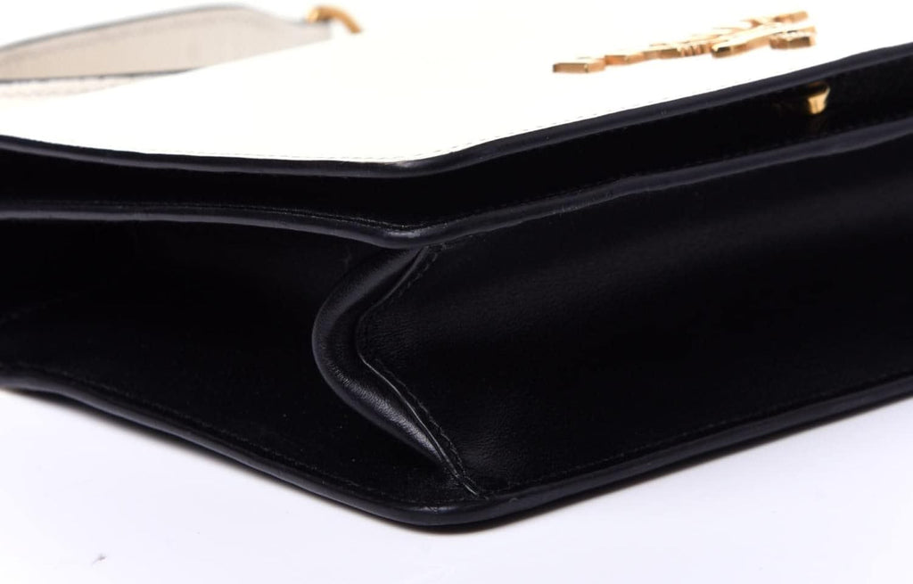 White Black Saffiano Leather Chain Crossbody Bag M98251