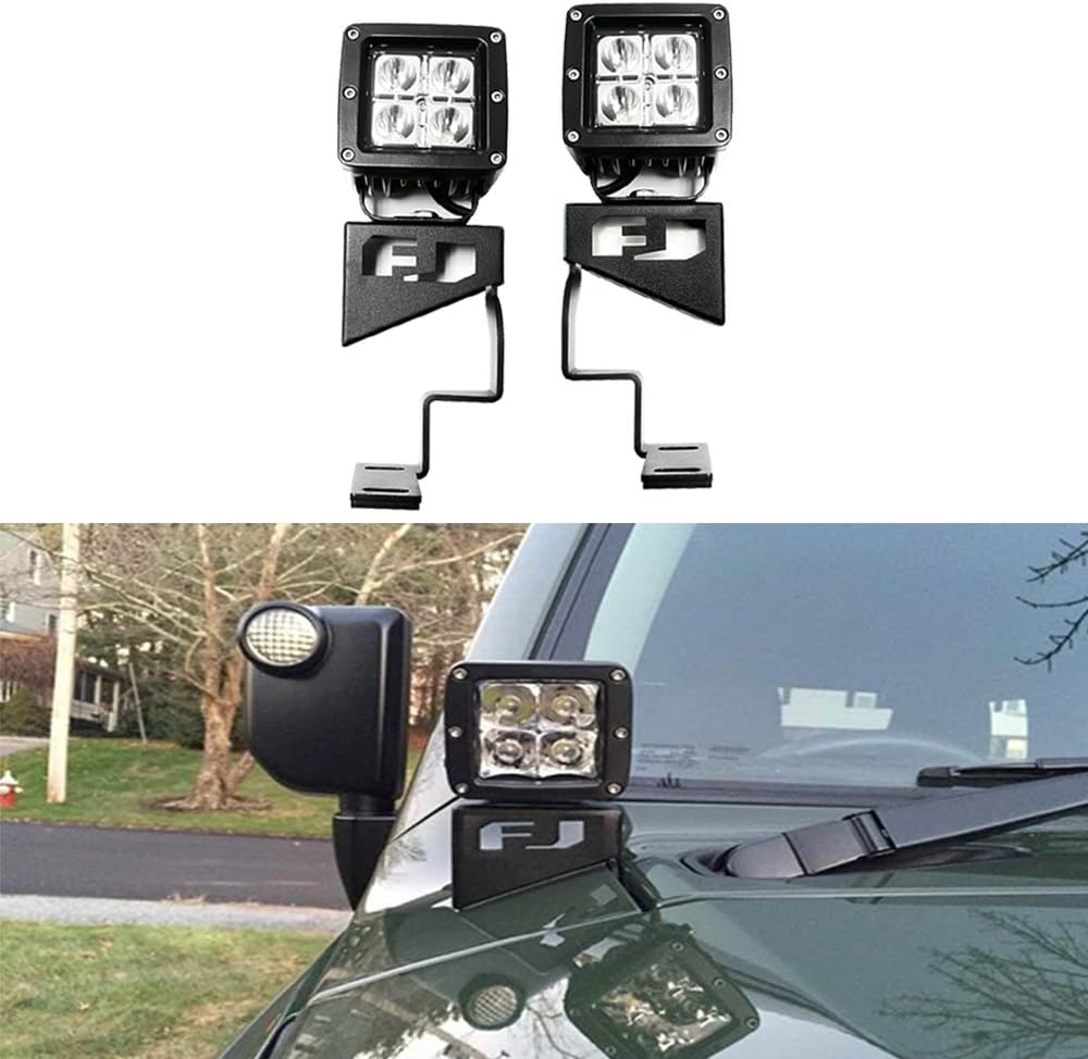 12W Cube Spot Beam LED Front Cowl Light Kit with Steel Mounting Brackets Z938118