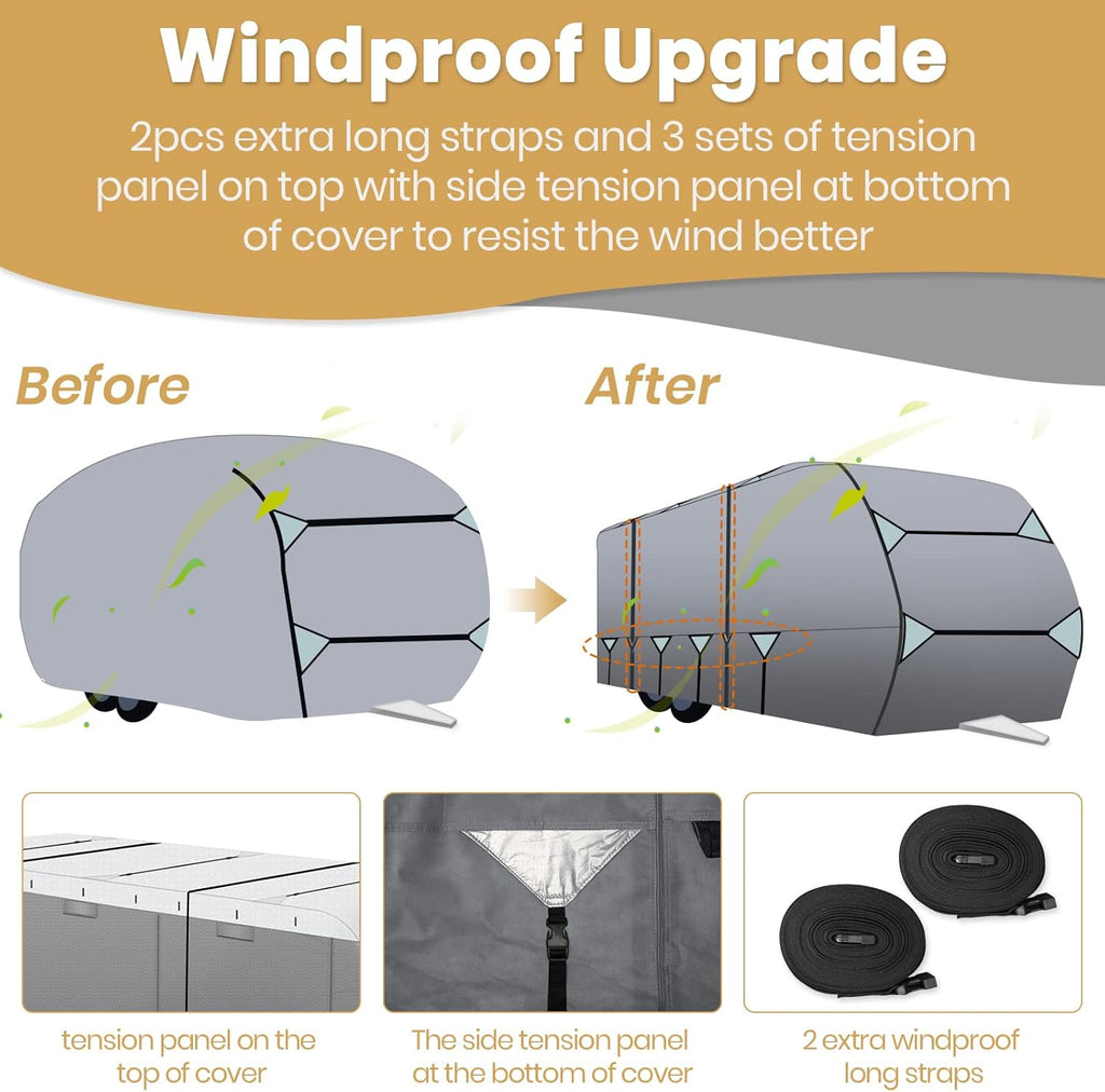 Waterproof Travel Trailer RV Cover with Cotton Lining V4441