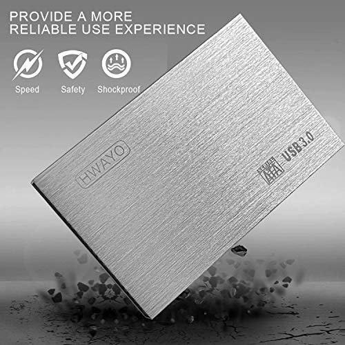 1TB Ultra Slim Portable External Hard Drive USB3.0 Silver D9891