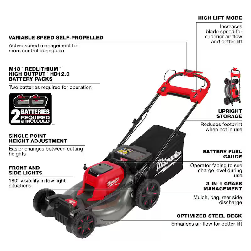 Brushless Cordless 21 in. Self-Propelled Lawn Mower with String Trimmer Q8574