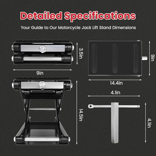 Motorcycle Jack with Rubber Pad, Carbon Steel Center Stand M990739