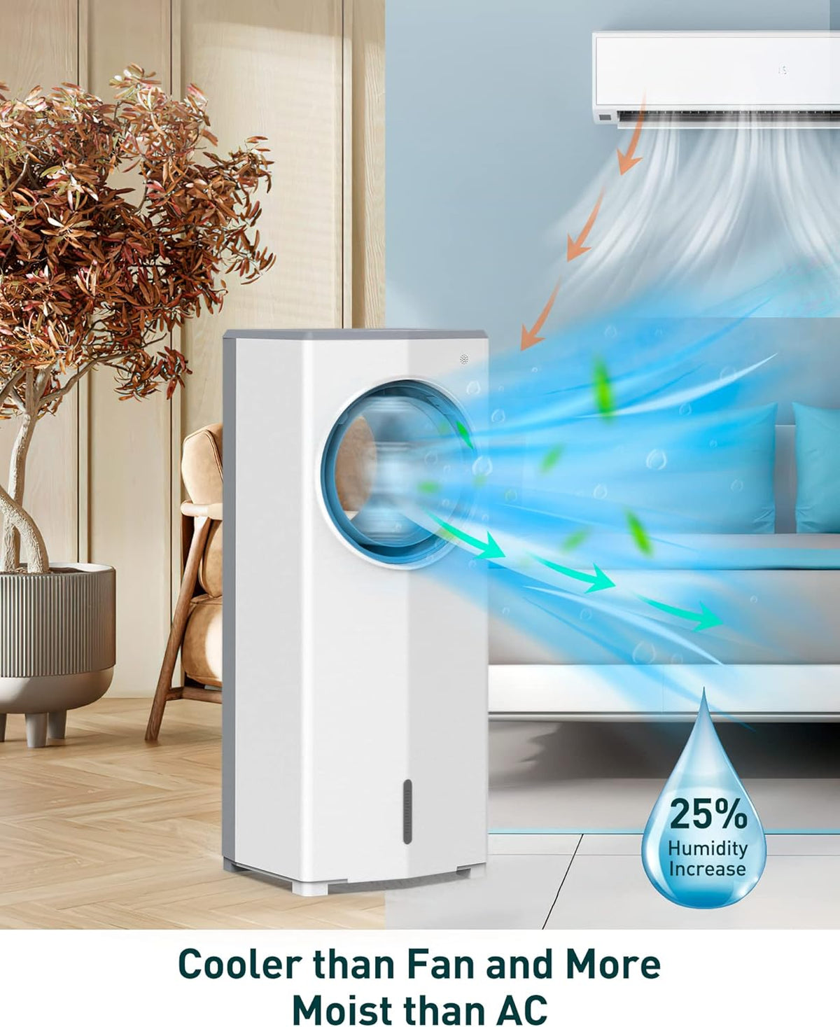 3-in-1 Portable Evaporative Air Cooler Fan with Remote Control H91241