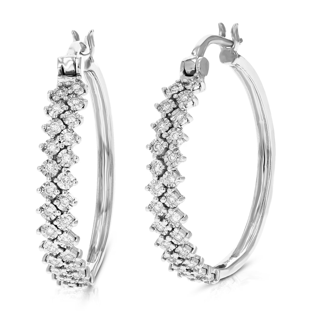 1/5 CTTW Lab Grown Diamond Hoop Earrings 925 Sterling Silver G703388