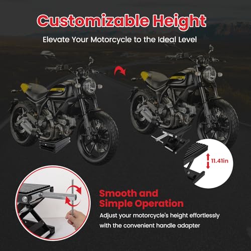 Motorcycle Jack with Rubber Pad, Carbon Steel Center Stand M990739