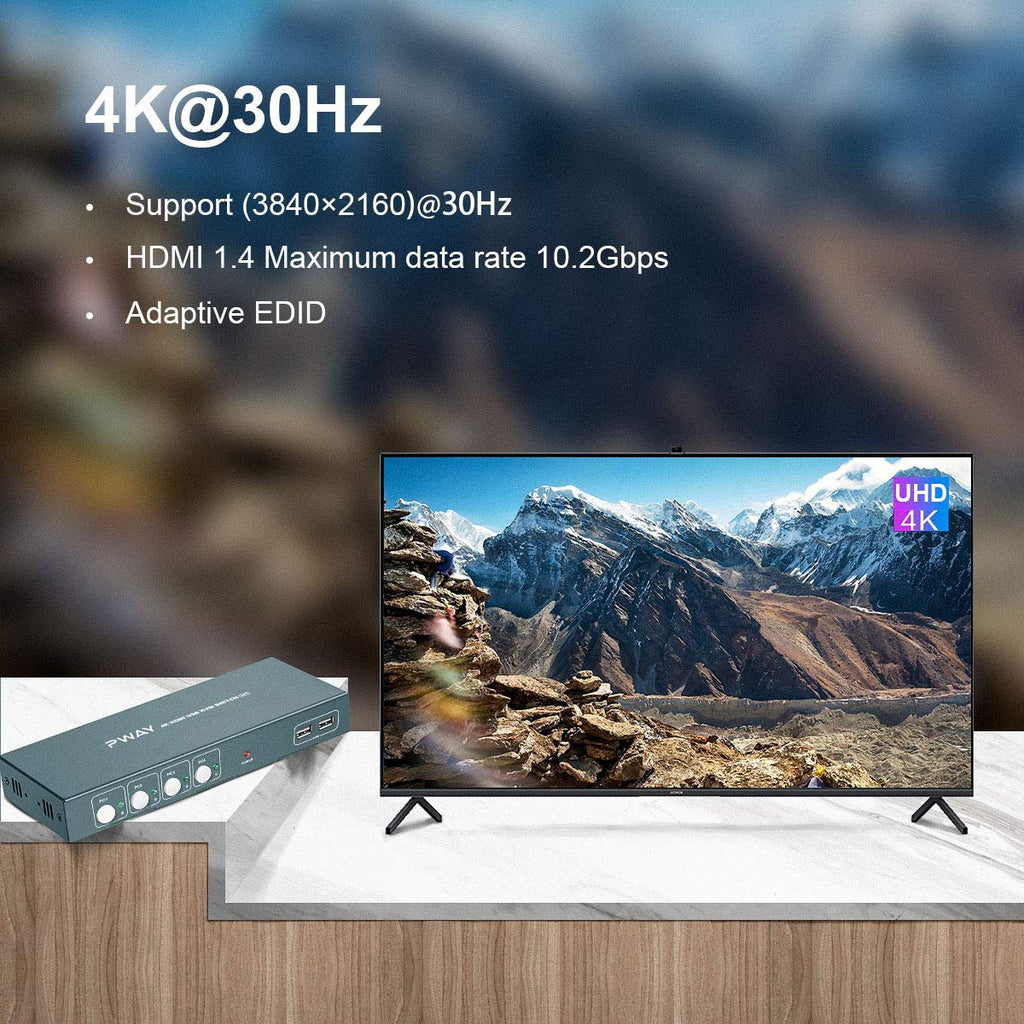 KVM Switch HDMI 4 Port Box, 4K@30Hz, with 4 USB-B and 4 HDMI Cables C976420
