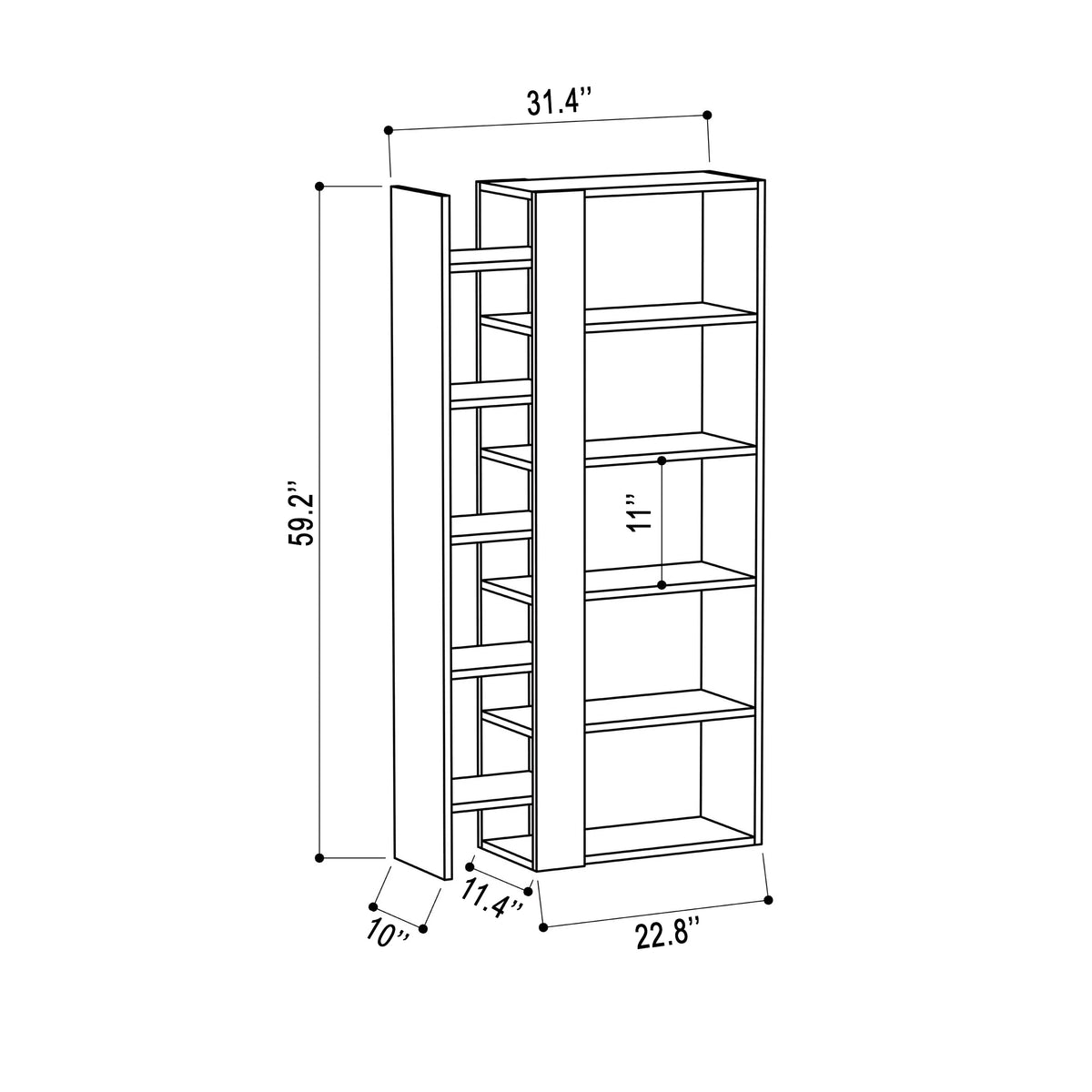 White Light Mocha Modern Bookcase J318313