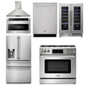 36 Gas Range, Range Hood, Microwave, Refrigerator with Water and Ice Dispenser, Dishwasher, Wine Cooler Z349