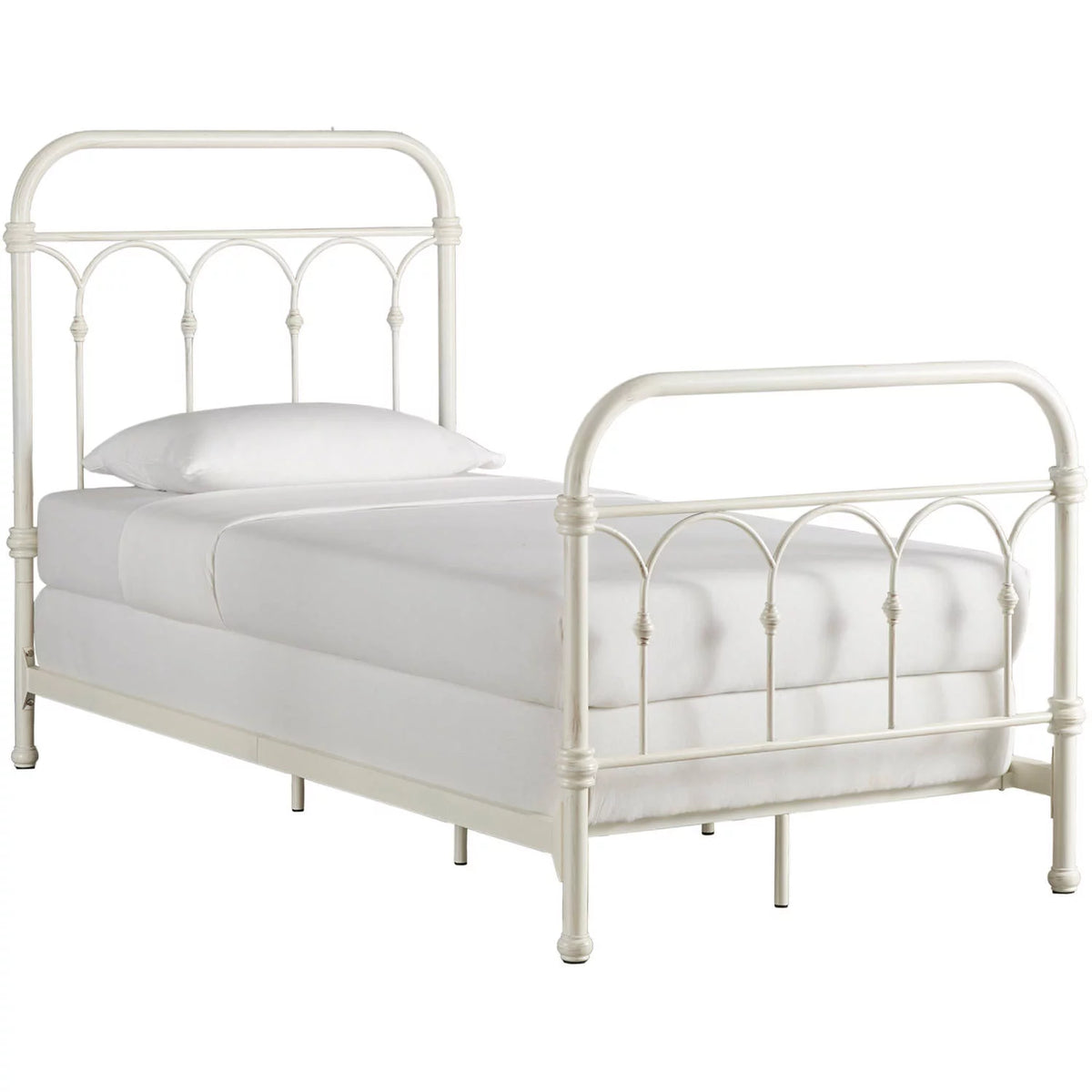 White Classic Metal Twin Bed O96177