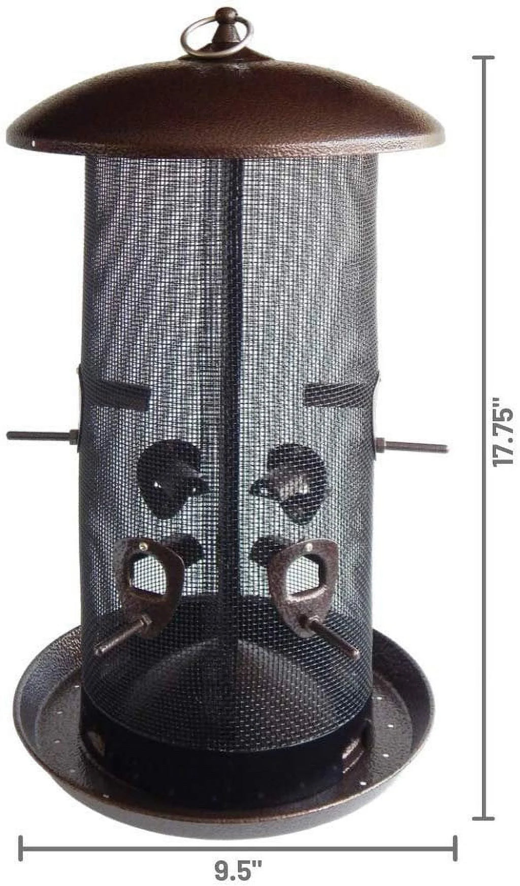 Black Finish Bird Feeder with 2 Seed Compartments D677