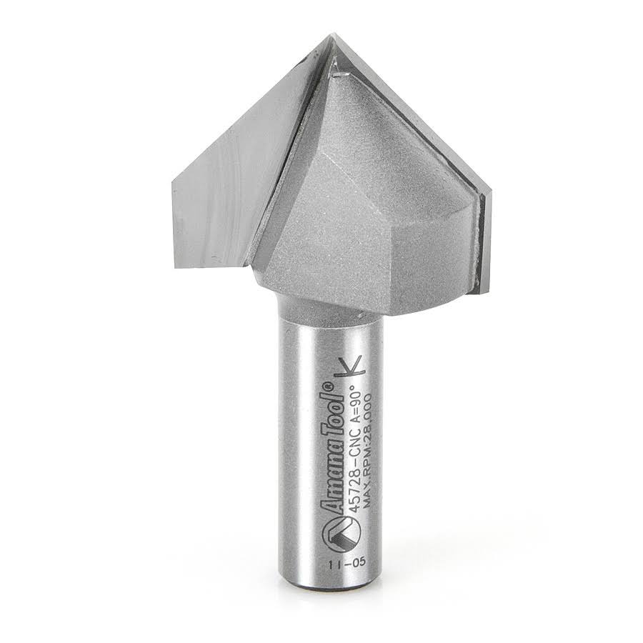 Carbide Tipped V-Groove 90 Deg x 1-1/2 D x 1-1/4 x 22 CH x 1/2 Shank R568