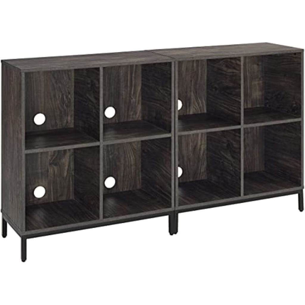 Wood Storage Cube Bookcase, Brown Ash, Set of 2 F6650