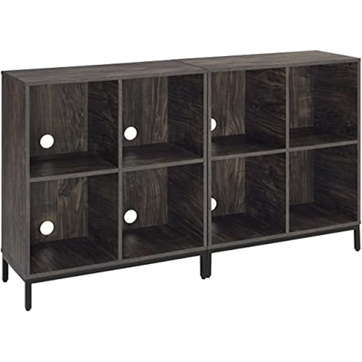 Wood Storage Cube Bookcase, Brown Ash, Set of 2 F6650