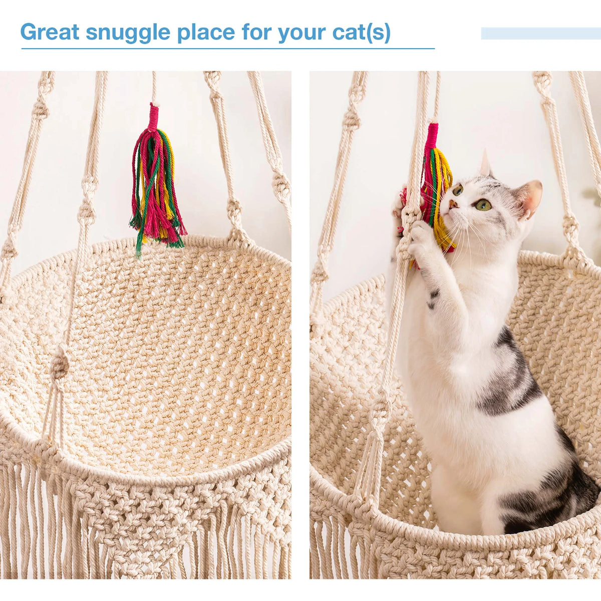 Woven Cotton Cat Hammock Hanging Bed A897403