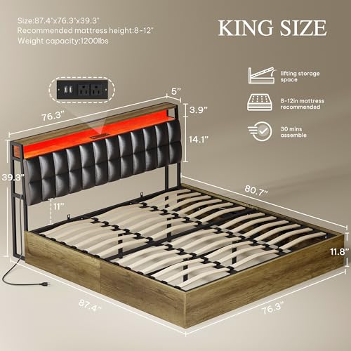 Black Queen Size PU Leather Upholstered Storage Platform Bed Y47740
