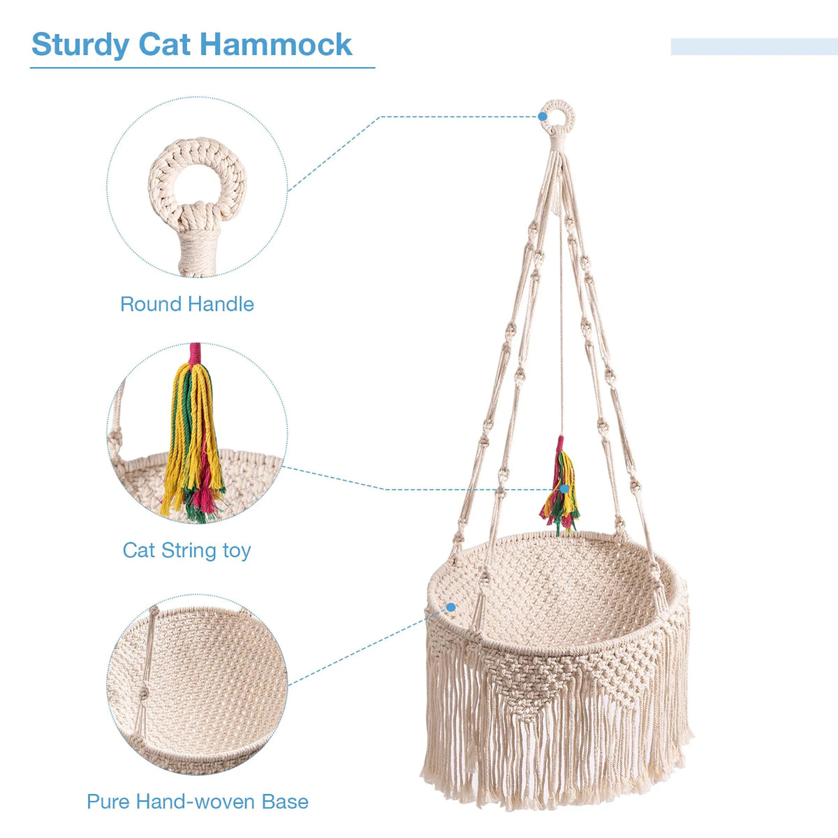 Woven Cotton Cat Hammock Hanging Bed A897403