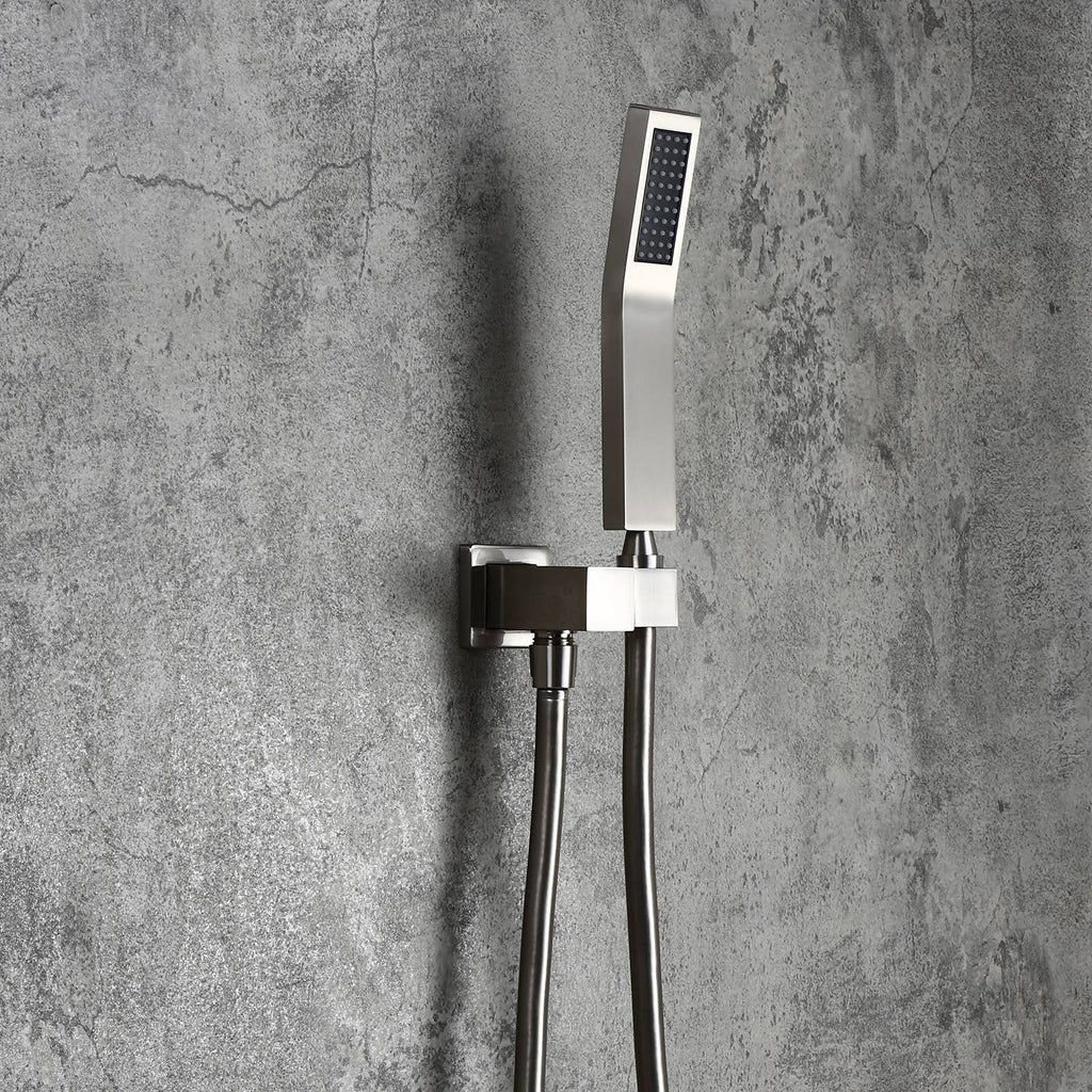 Wall Mounted Rainfall Shower Head Handheld Spray Square Shower Set O129